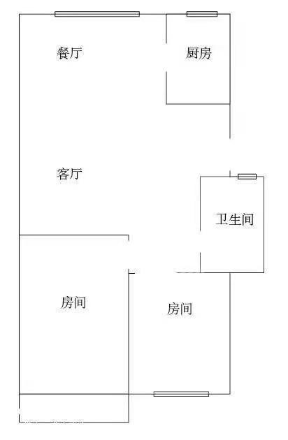 茅茶亭安置小区  2室1厅1卫   1200.00元/月户型图