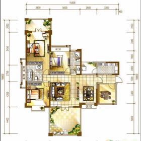 万锦城  3室2厅1卫   2000.00元/月室内图1