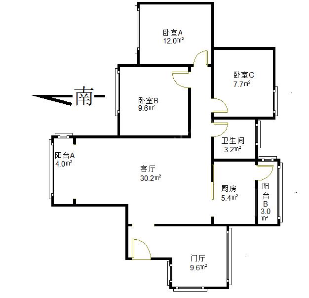 朗基龙堂  3室1厅1卫   268.00万室内图1