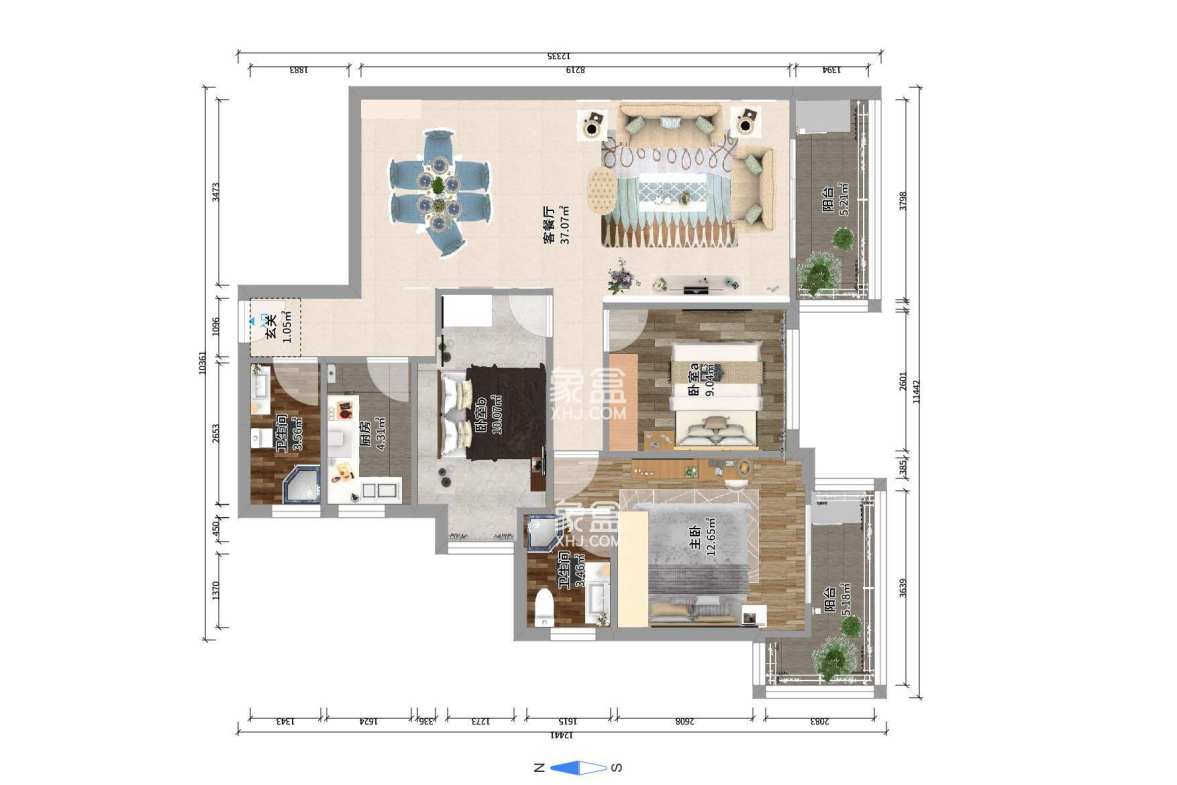 水岸天际(一期、二期)  3室2厅2卫    2200.0元/月 水岸天际(一期、二期)  3室2厅2卫    2200.0元/月户型图