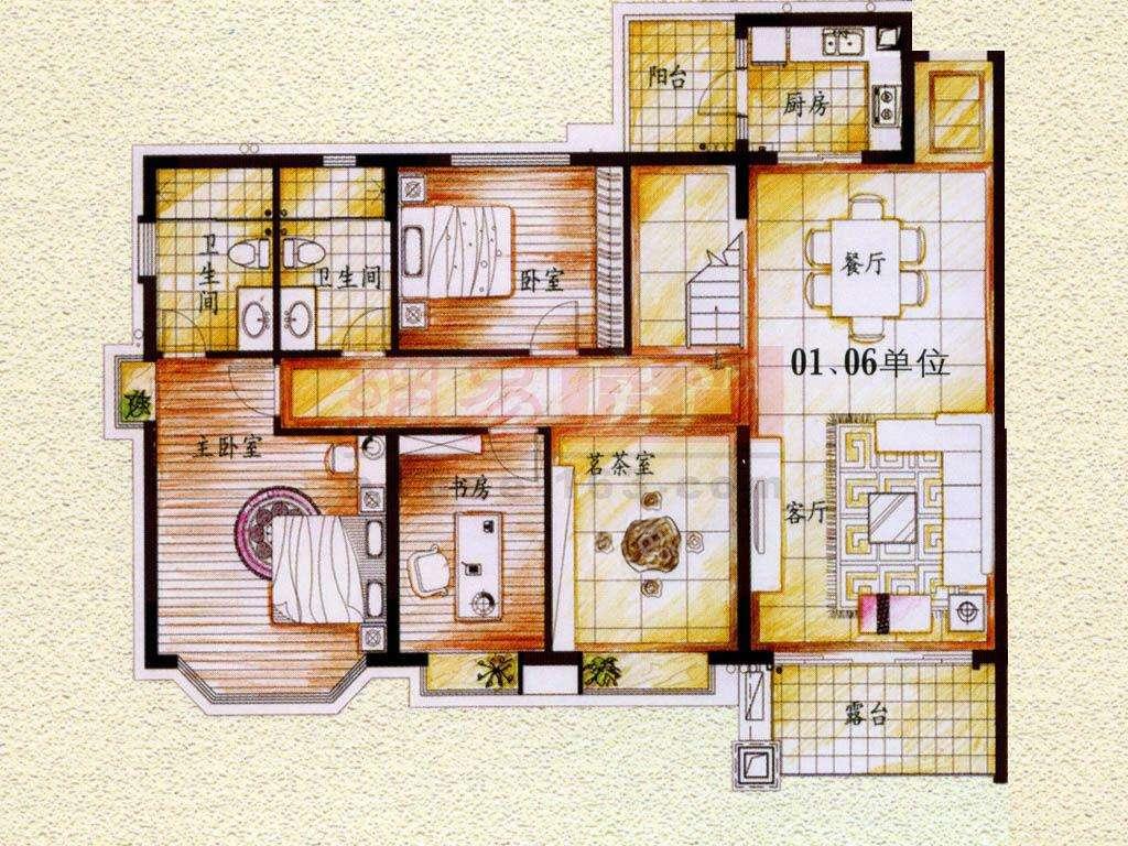 银城壹号  5室2厅3卫   5000.00元/月户型图