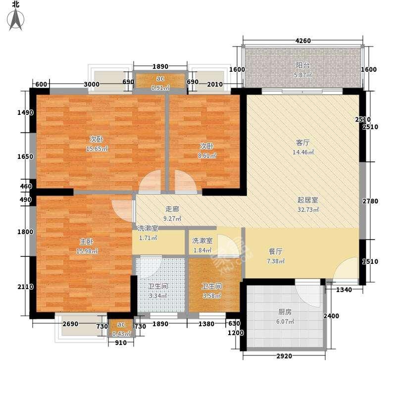 北美阳光城  3室1厅1卫   125.00万户型图