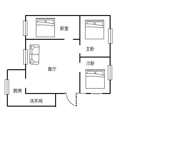 601永红村  2室1厅1卫   700.00元/月户型图