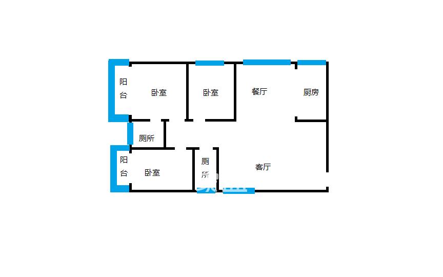 金路大厦  3室2厅2卫   2000.00元/月户型图