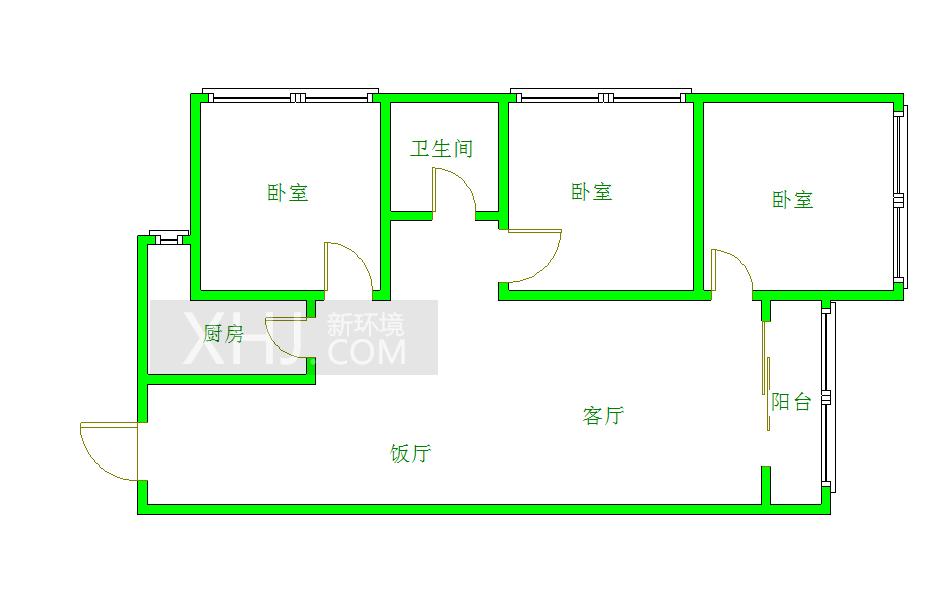 俊发时光俊园  3室1厅1卫   2700.00元/月室内图1