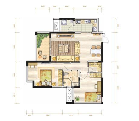 保利叶语  3室2厅1卫   2000.00元/月室内图1