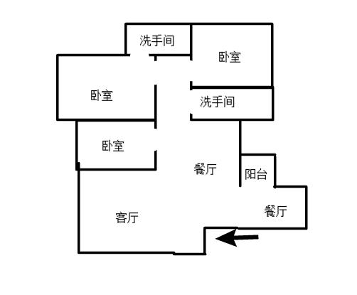 西子花园  3室2厅1卫   2000.00元/月户型图