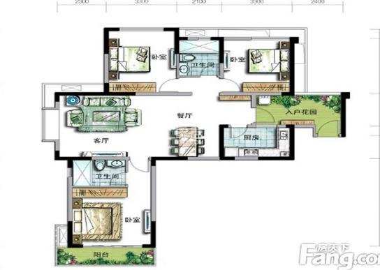 南阳盛世 2室2厅1卫 2100.00元/月 南阳盛世 2室2厅1卫 2100.00元/月户型图