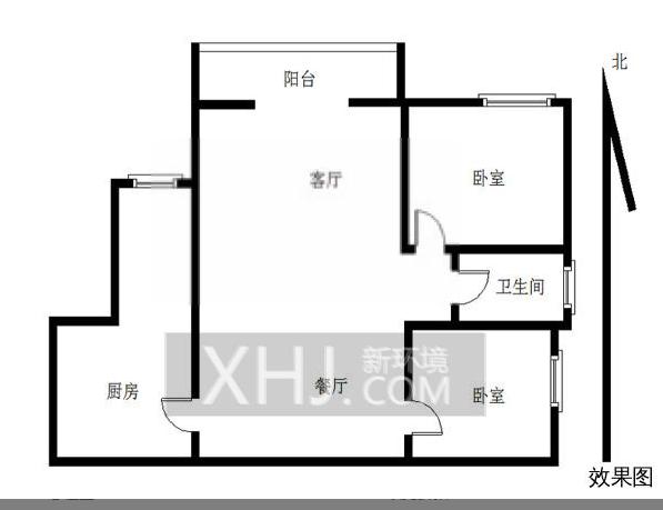 南湖锦苑  2室1厅1卫   1200.00元/月室内图1