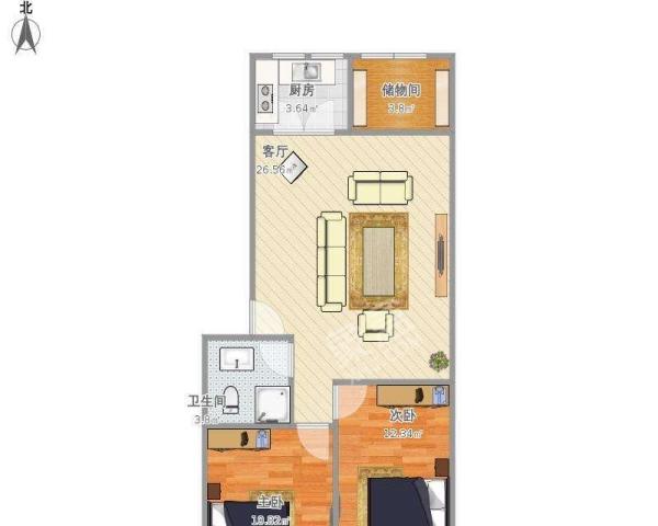 金山加油站家属楼  2室1厅1卫   980.00元/月户型图