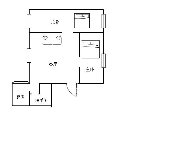 九天国际  2室2厅1卫   60.00万户型图