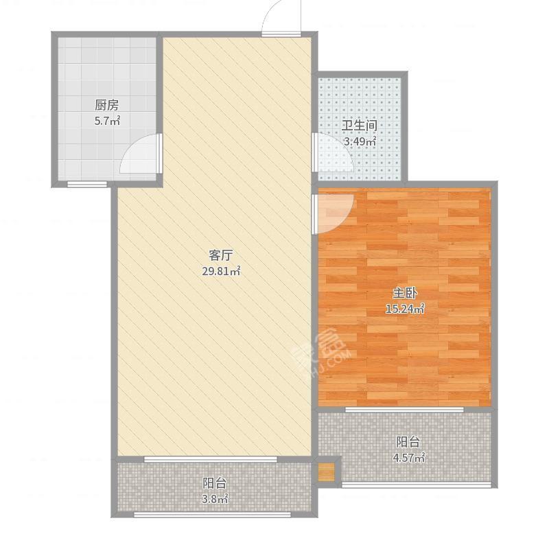 桃花仑茶亭街兴泰商住楼  2室1厅1卫   1180.00元/月户型图