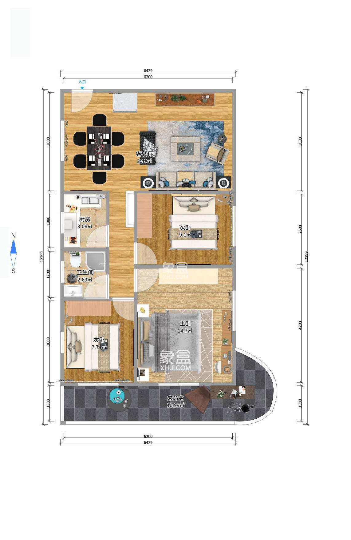 银园公寓(芙蓉区) 3室1厅1卫 2600.0元/月 银园公寓(芙蓉区) 3室1厅1卫 2600.0元/月户型图
