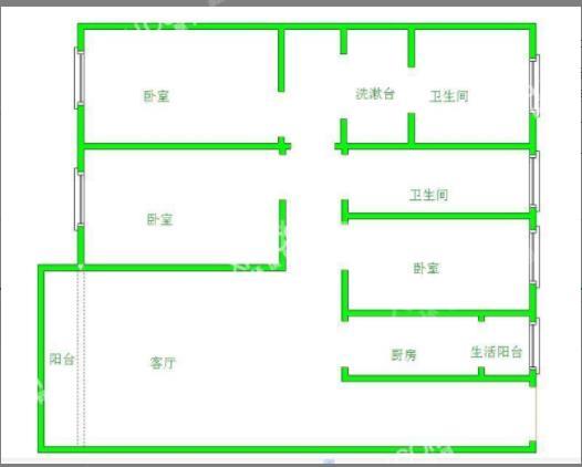 保利叶语  3室1厅1卫   1000.00元/月室内图1