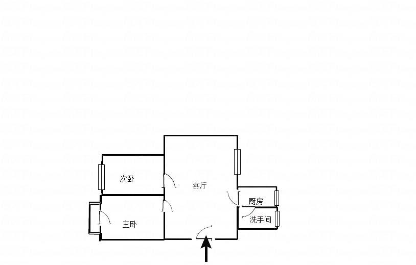 解放二村  2室1厅1卫   800.00元/月户型图