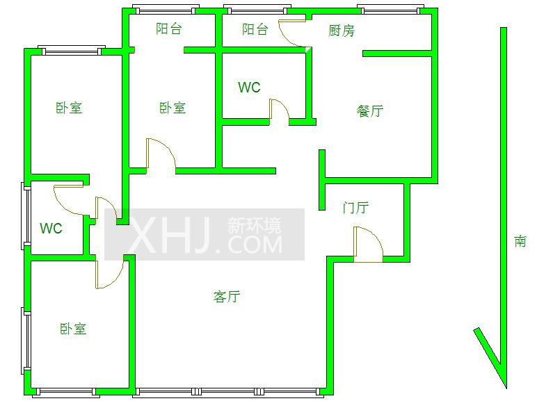 二十一世纪花园1期  3室1厅2卫   155.00万室内图1