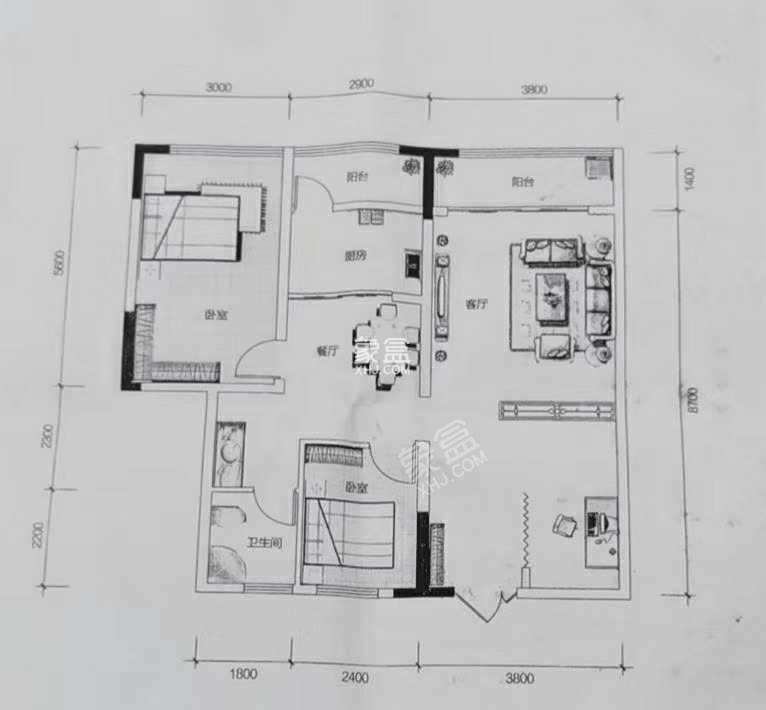 华天城市广场  3室2厅1卫    66.0万 华天城市广场  3室2厅1卫    66.0万户型图