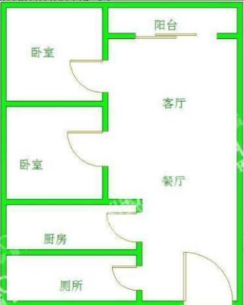 清河庭苑  2室1厅1卫   1600.00元/月室内图1