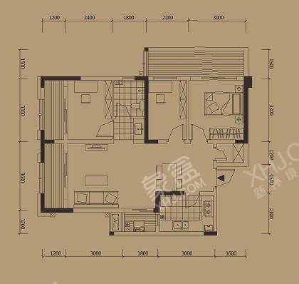 润莱金座  3室2厅1卫   4600.00元/月室内图1