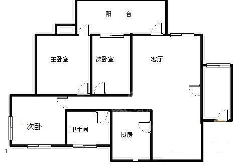 逸都花园  3室1厅1卫   3600.00元/月室内图1