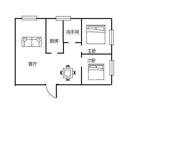 红旗村  2室2厅1卫   1000.00元/月户型图