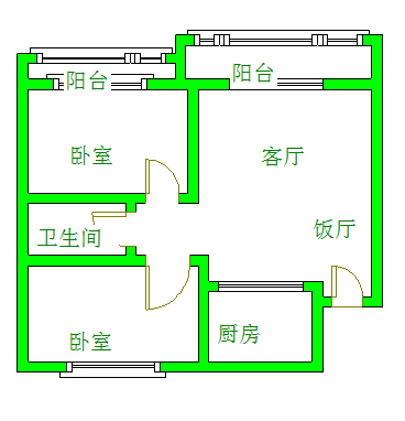 元益花园  2室1厅1卫   2100.00元/月室内图1