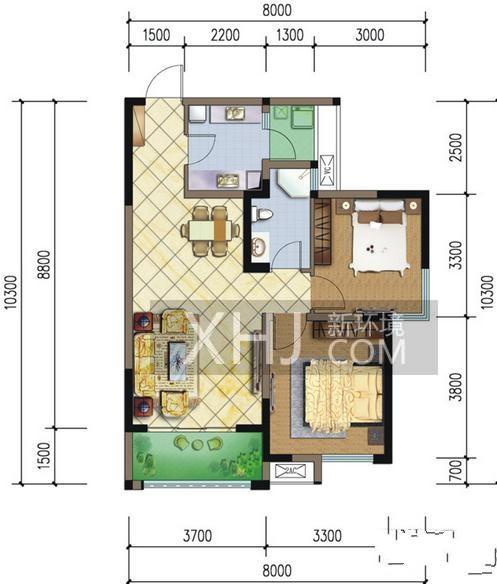 清河庭苑  2室1厅1卫   1300.00元/月室内图1