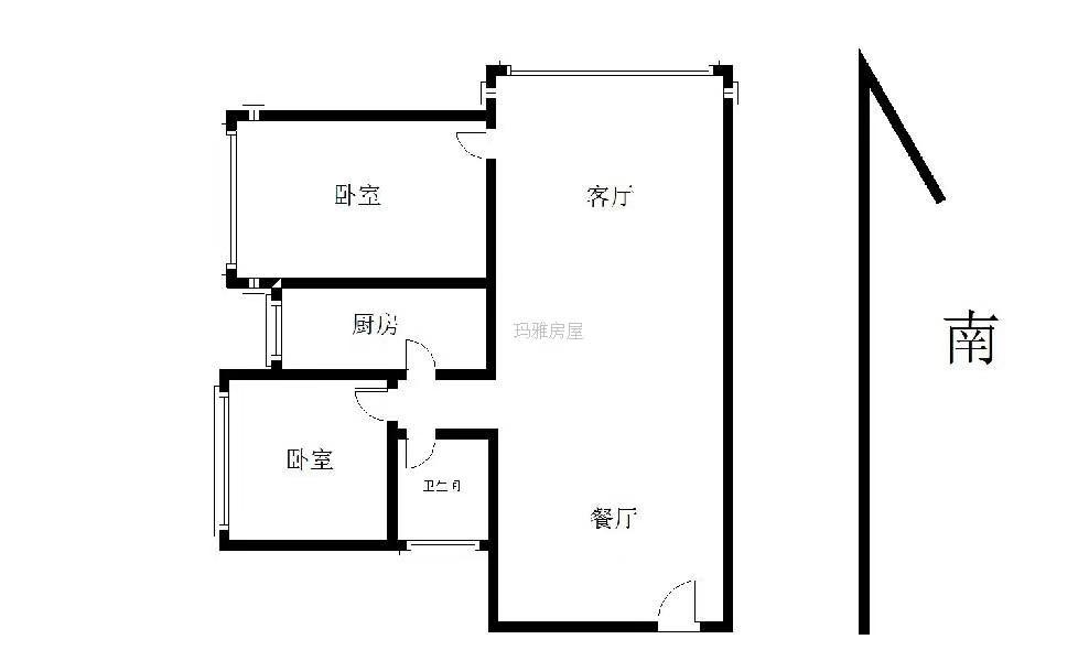 朗基龙堂  2室1厅1卫   1800.00元/月户型图