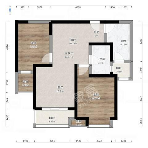 中海城  2室1厅1卫   2800.00元/月户型图