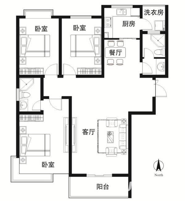 教师新村  4室2厅2卫   75.80万户型图