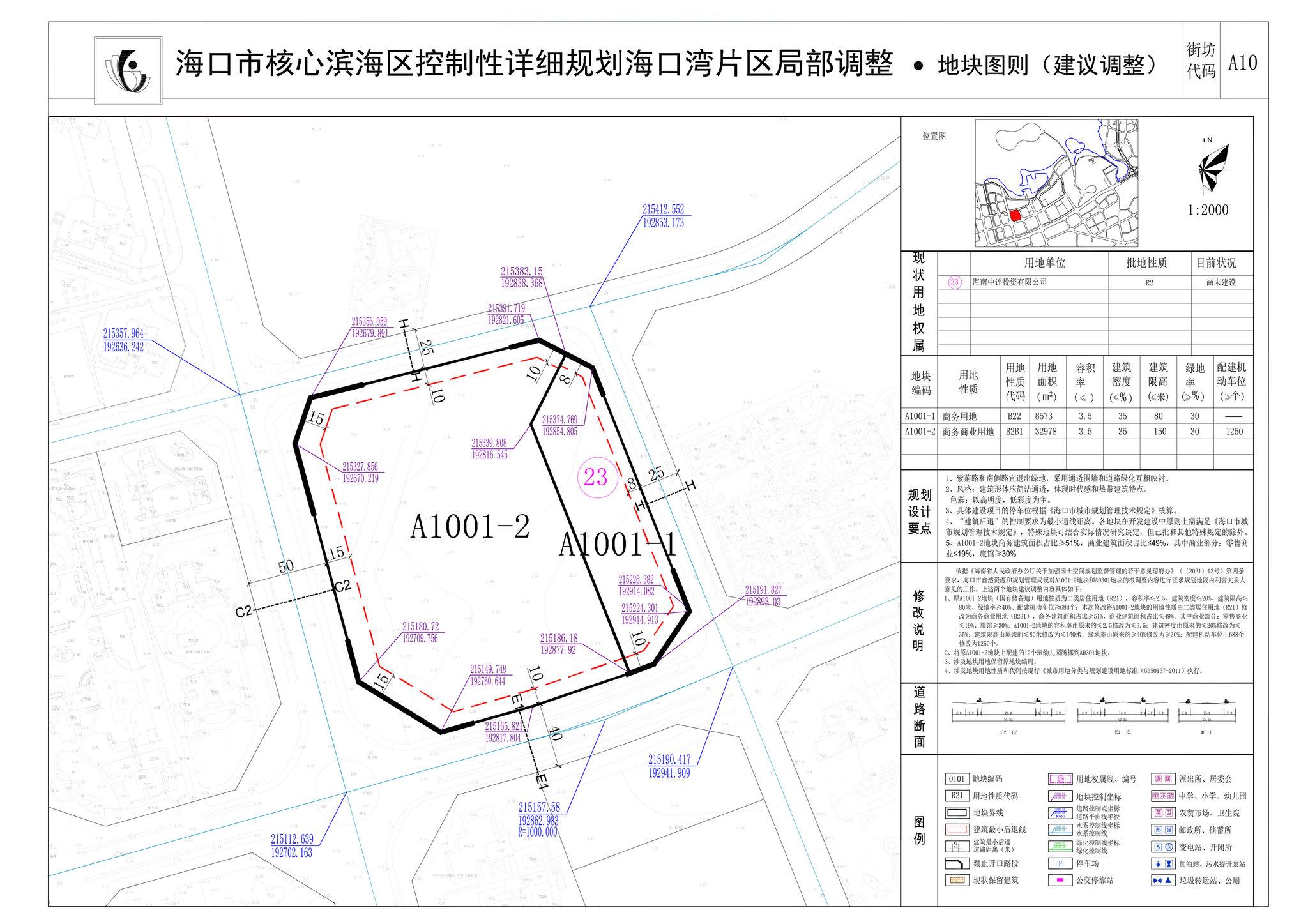 关于《海口市核心滨海区控制性详细规划海口湾片区》A1001-2、A0301局部地块规划修改公示启事