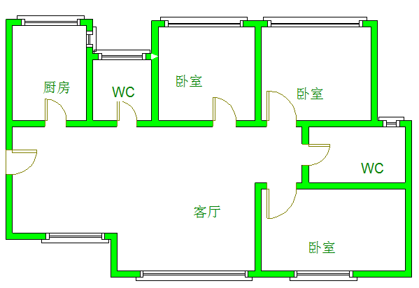 长虹和悦府  3室2厅2卫   197.00万室内图1