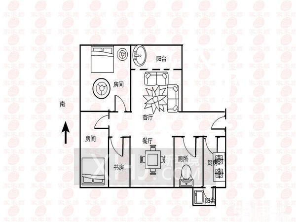 海燕玉兰花园  3室2厅1卫   2200.00元/月室内图1