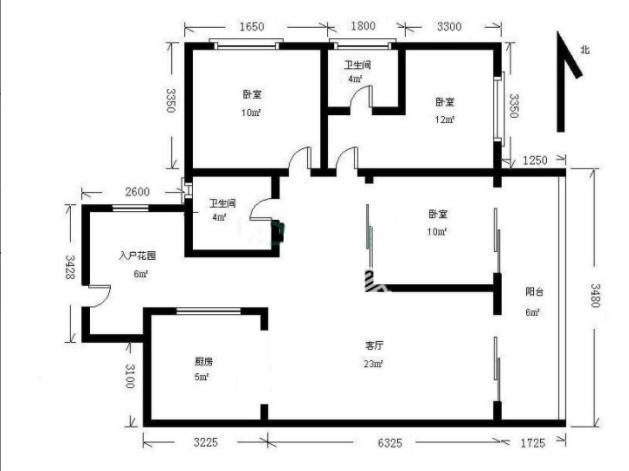 中铁丶西子香荷  3室2厅1卫   3500.00元/月户型图