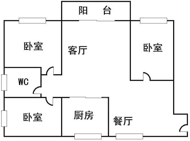 香槟花苑  3室2厅2卫   65.80万户型图