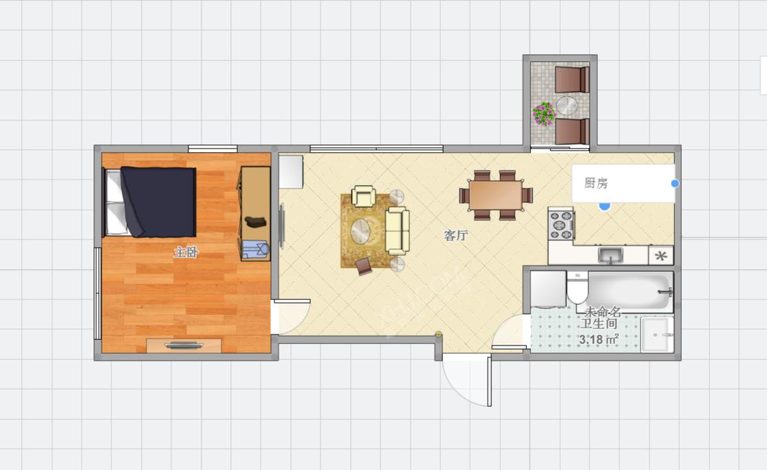 智地哥谭LOFT公寓  1室1厅1卫   2300.00元/月室内图1