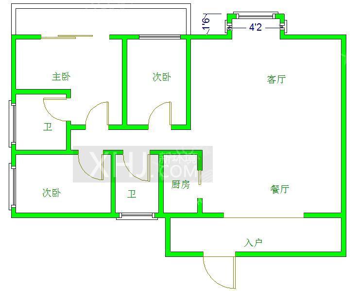 凯旋天际湾  3室2厅2卫   4800.00元/月室内图