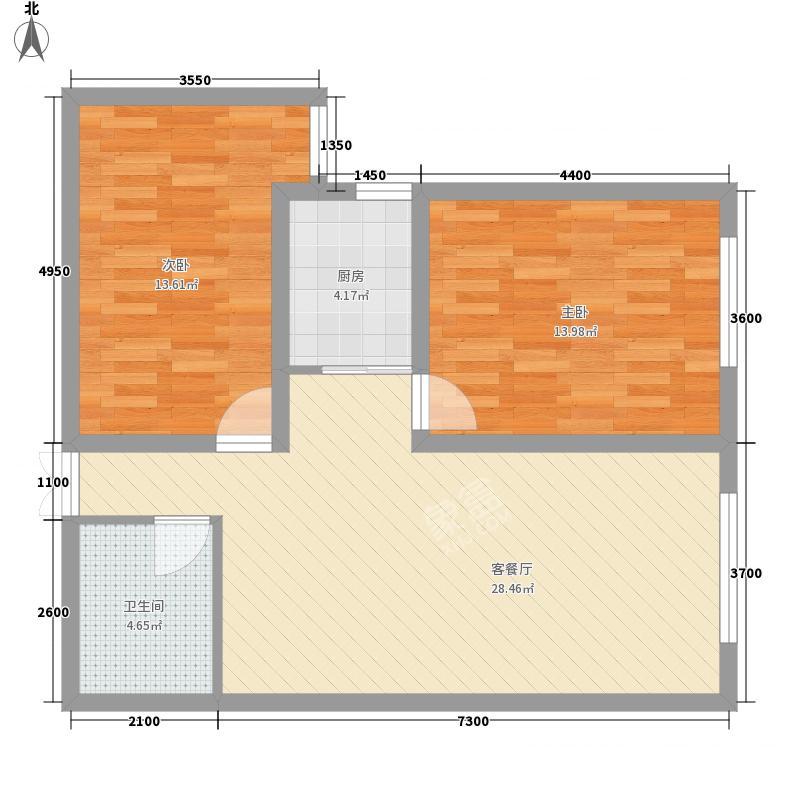 柳荷鑫苑  2室2厅1卫   1800.00元/月户型图