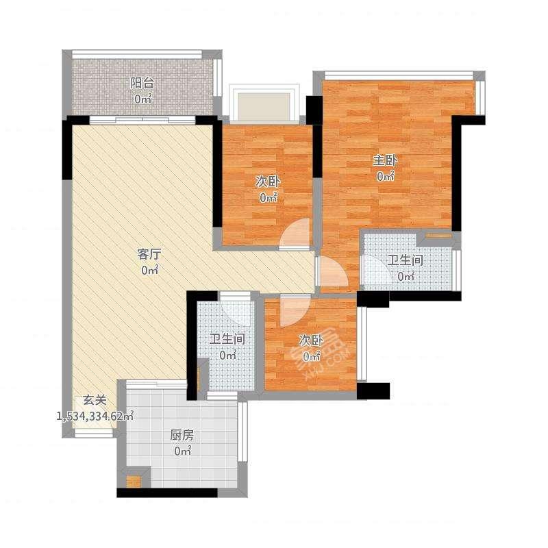 东方新城  3室2厅2卫   99.00万户型图