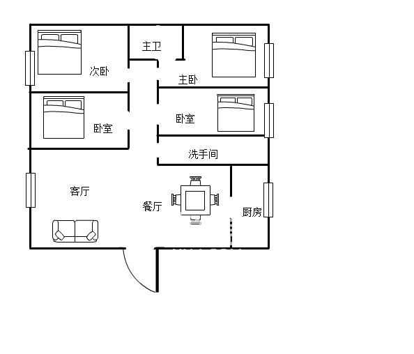 金色御园  4室2厅2卫   86.00万户型图