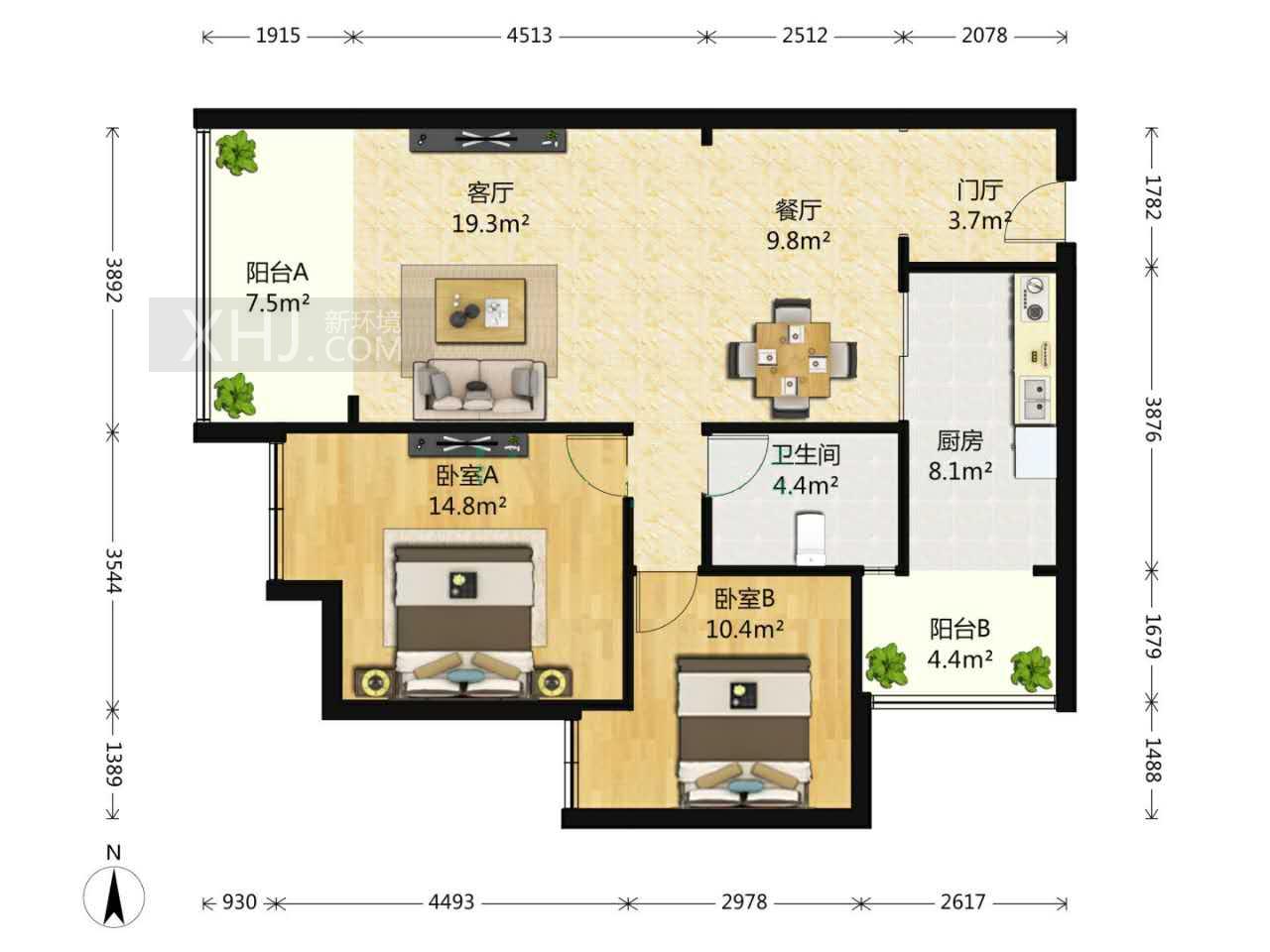 保利心语四期  2室2厅1卫   185.00万