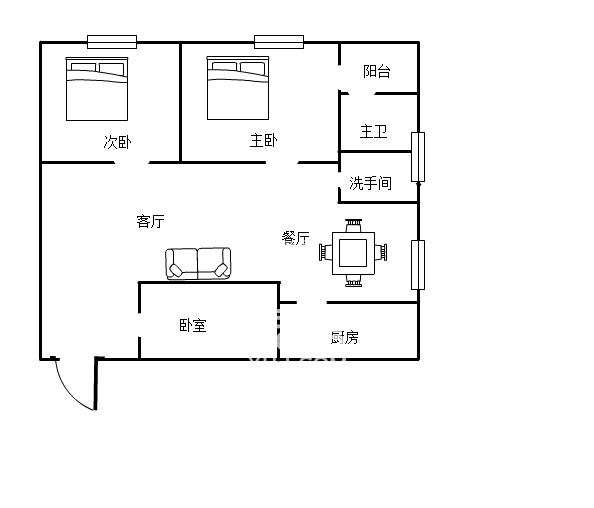 天禄大厦 2室1厅1卫 900.0元/月 天禄大厦 2室1厅1卫 900.0元/月户型图