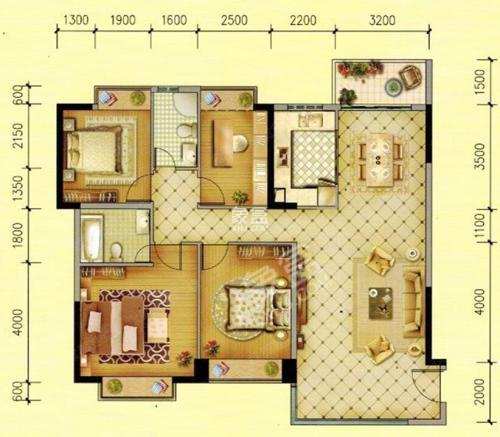 恒大南湖半岛  3室2厅2卫    2000.0元/月 恒大南湖半岛  3室2厅2卫    2000.0元/月户型图