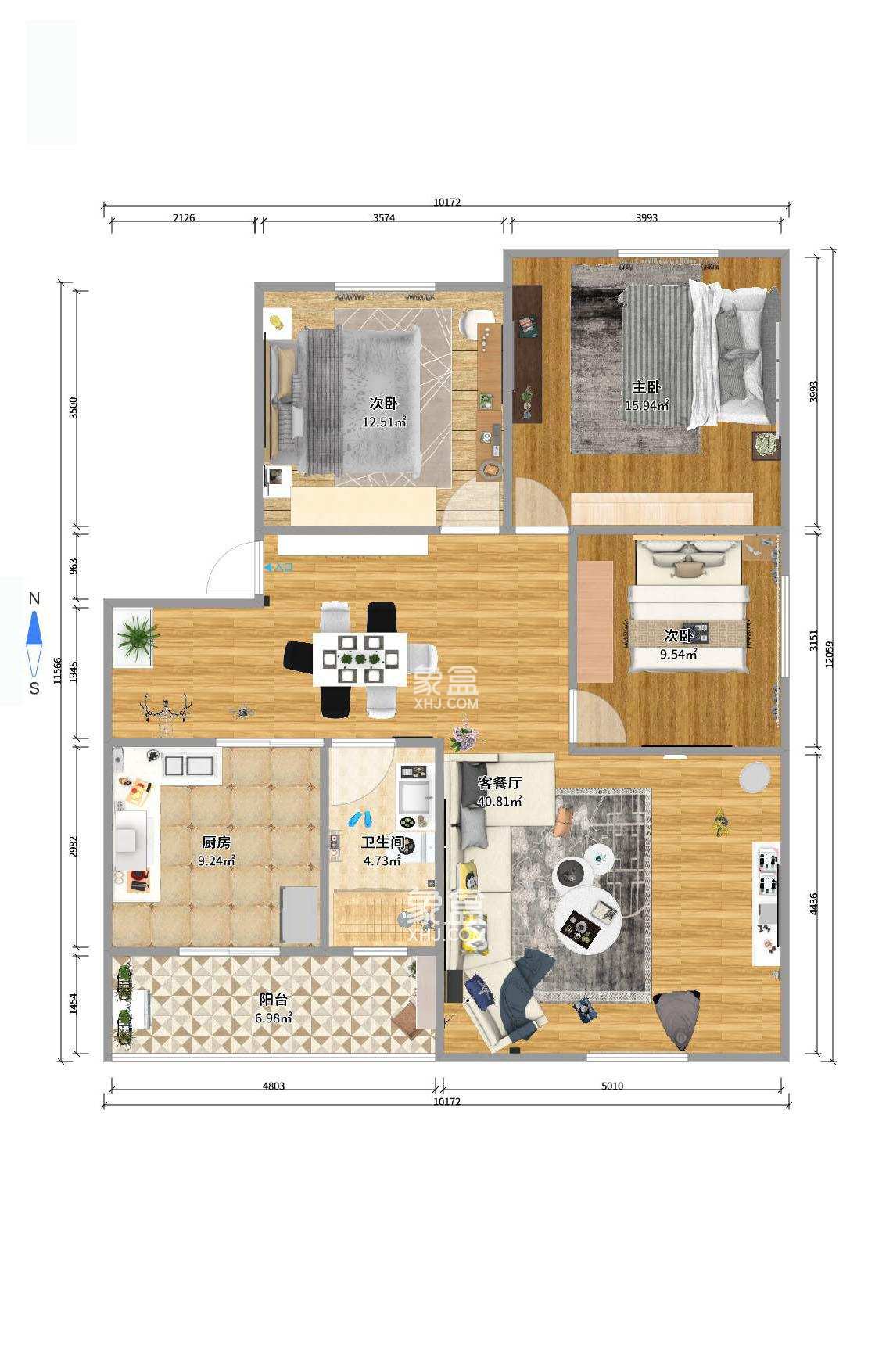 长建建材市场  3室2厅1卫   2300.00元/月室内图1