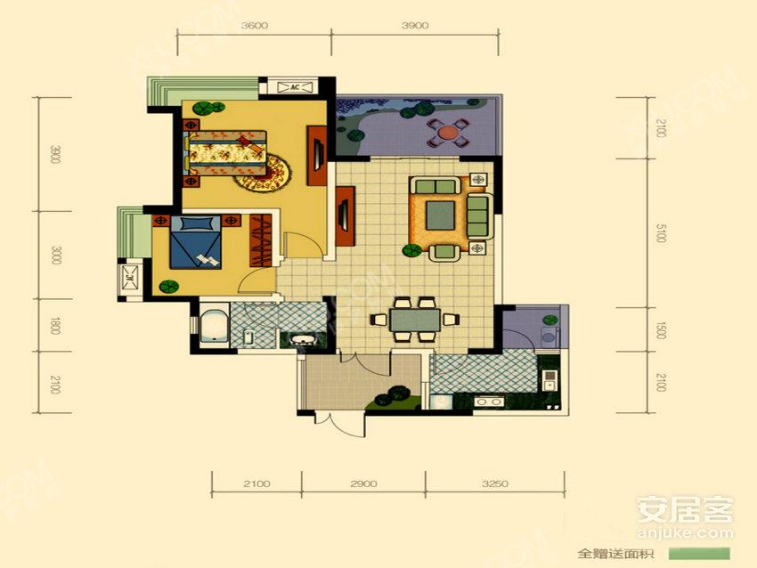 南阳盛世  2室2厅1卫   2200.00元/月室内图1