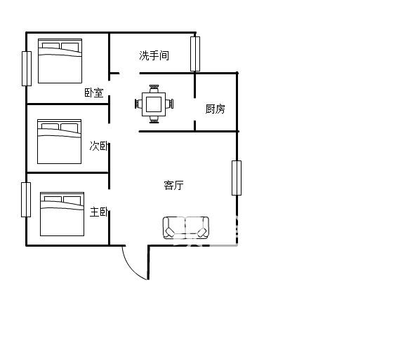 地税局  2室1厅1卫   800.00元/月户型图