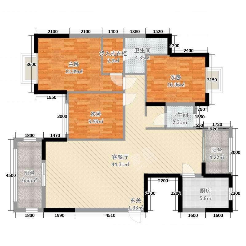 银桥小区  3室2厅1卫   1000.00元/月室内图