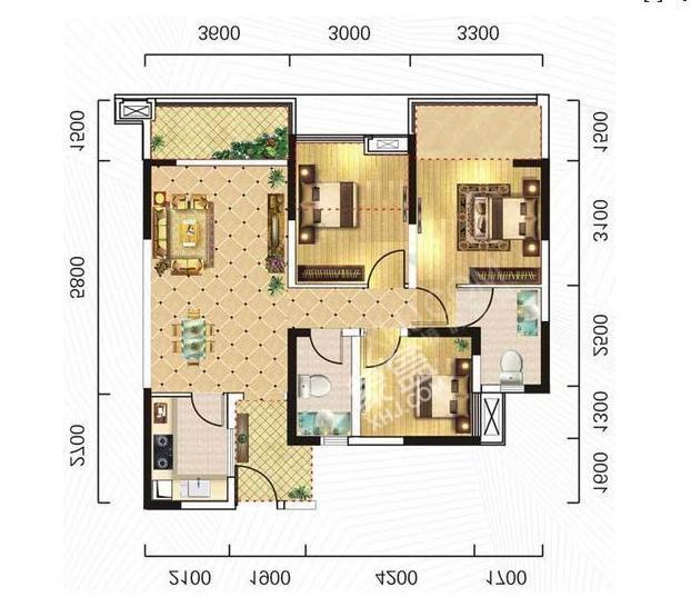 一品CG  3室2厅2卫   3500.00元/月室内图1