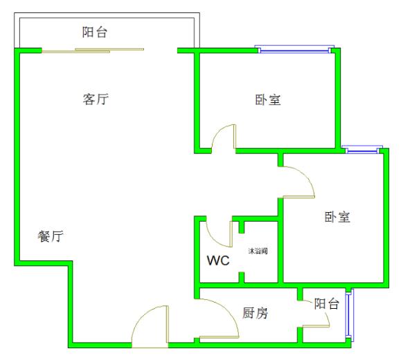 金地金沙府邸  2室1厅1卫   1800.00元/月室内图1