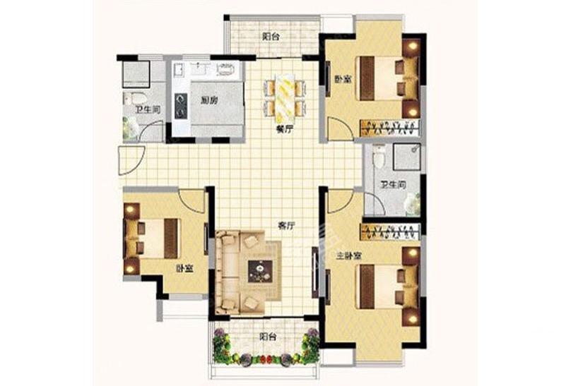 紫荆花苑  2室3厅1卫   67.60万户型图